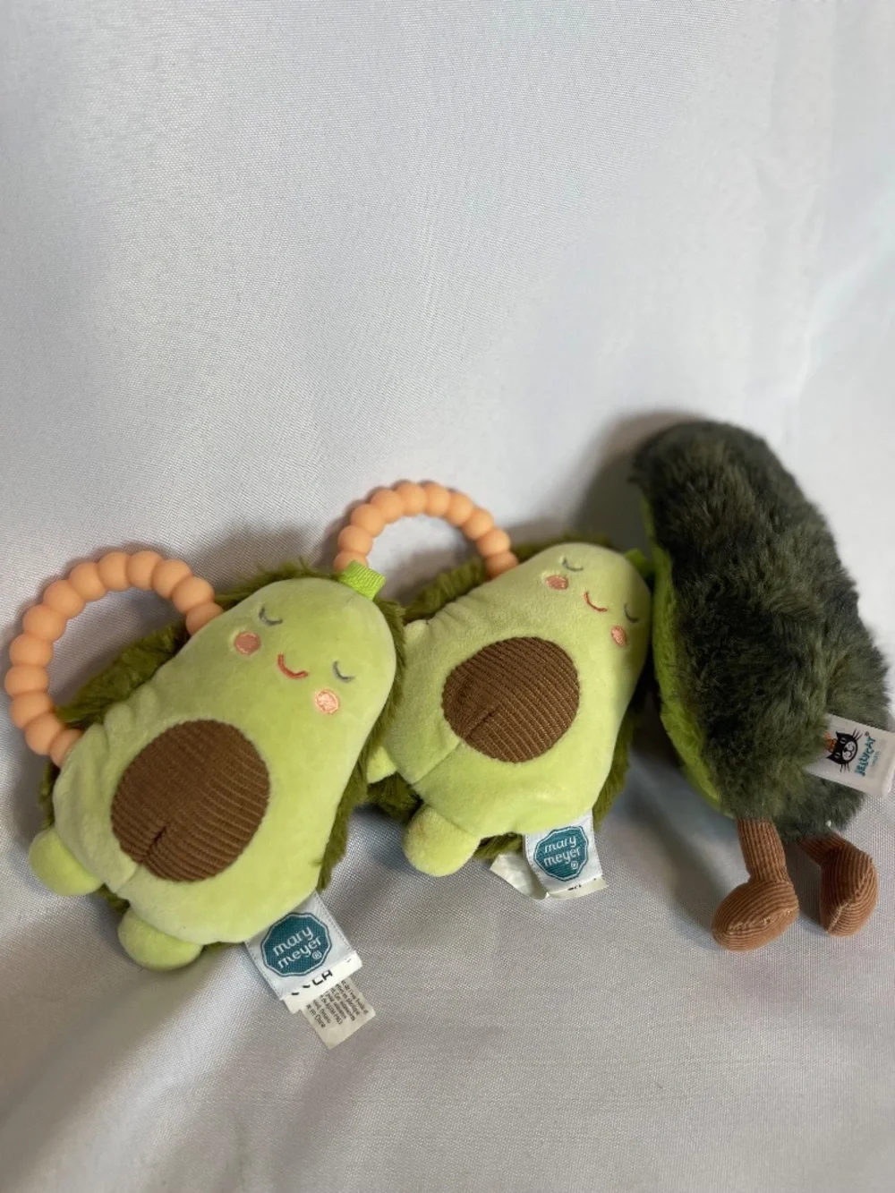 Avocado Plush Trio — Jellycat + 2 Mary Meyer Teether Rattles